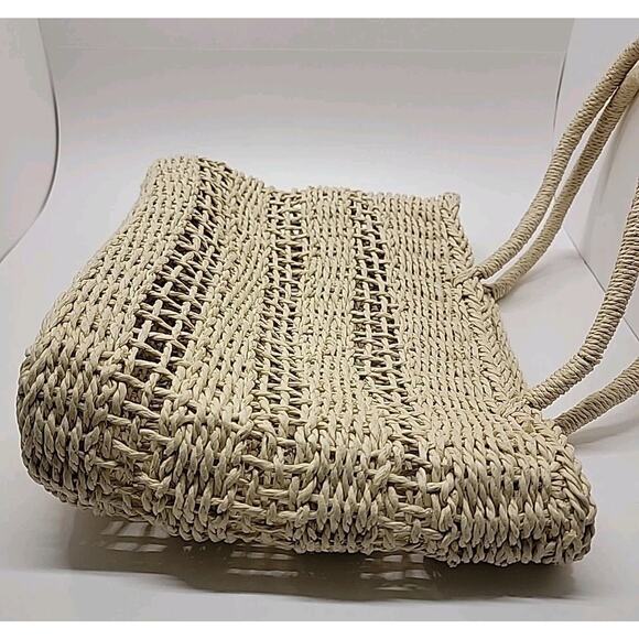J.CREW Marseille 100% Paper Straw Open Weave Unstructured Market Tote Bag Beach - Picture 6 of 16